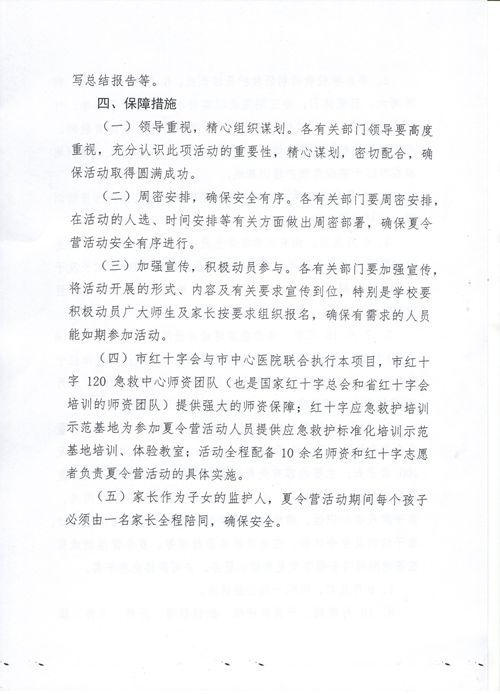 “红十字应急救护培训暨生命安全体验亲子夏令营”相关文件及实施方案(图11)